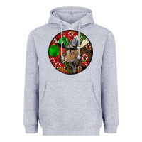 Heather Grey moose buck deer christmas Heavyweight Hoodie - LillyAllenDesigns