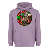 Lavender moose buck deer christmas Heavyweight Hoodie - LillyAllenDesigns