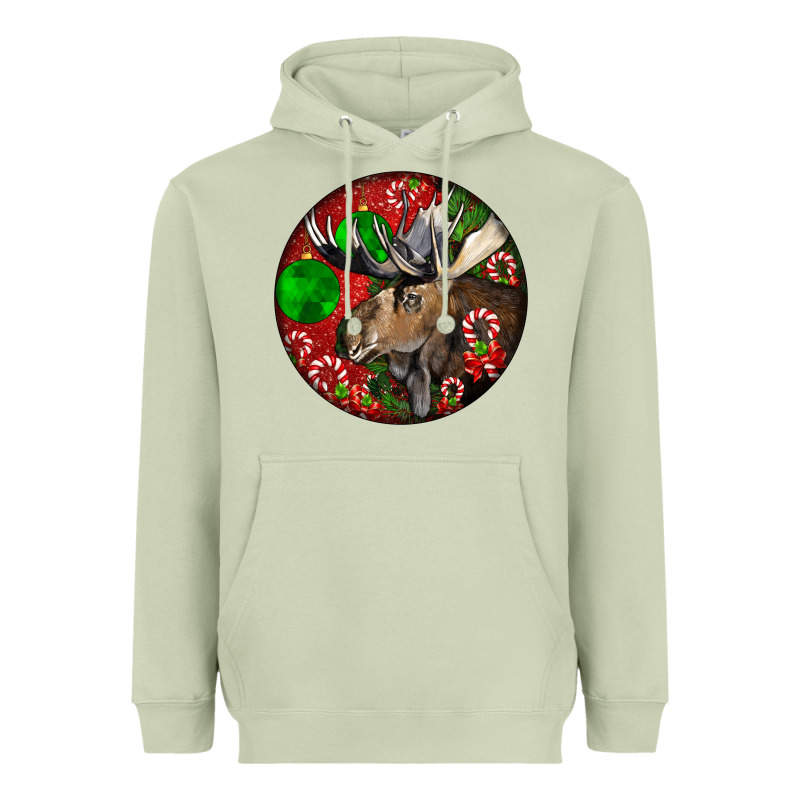 Moose Buck Deer Christmas Heavyweight Hoodie by LillyAllenDesigns | Teevron