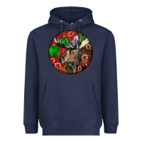 Navy moose buck deer christmas Heavyweight Hoodie - LillyAllenDesigns