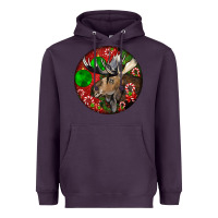Plum moose buck deer christmas Heavyweight Hoodie - LillyAllenDesigns