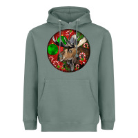 Sage moose buck deer christmas Heavyweight Hoodie - LillyAllenDesigns
