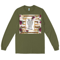 Army Green mother's day she is inspiring fearless selfless strong love wilse mom  Long Sleeve Tee - TumblerDesignByShophia