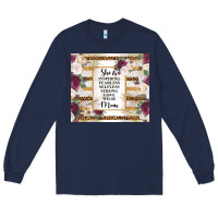 Navy mother's day she is inspiring fearless selfless strong love wilse mom  Long Sleeve Tee - TumblerDesignByShophia