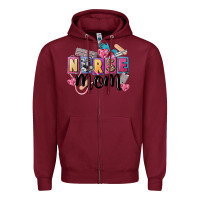 Burgundy nurse mom Zipper Hoodie - FaDigitalArtStudio