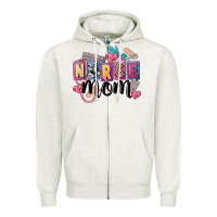 Oatmeal Heather nurse mom Zipper Hoodie - FaDigitalArtStudio