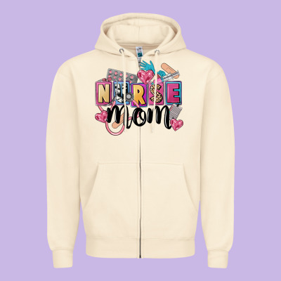 Nurse Mom Zipper Hoodie Designed By Fadigitalartstudio