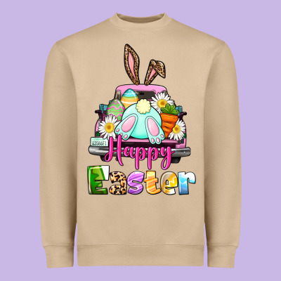 Bunny Happy Easter Truck Heavyweight Sweatshirt Designed By Cowgirlartshop