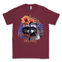 Burgundy Classy But a Little Thrashy Raccoon with Flowers Classic Tee - Bettercallsaul