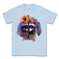 Dusty Blue Classy But a Little Thrashy Raccoon with Flowers Classic Tee - Bettercallsaul