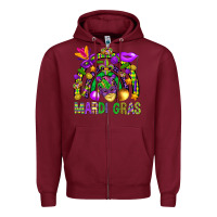 Burgundy Mardi Gras Rainbow Zipper Hoodie - BundleAndBundleShop