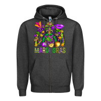 Charcoal Heather Mardi Gras Rainbow Zipper Hoodie - BundleAndBundleShop
