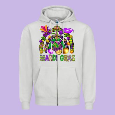 Mardi Gras Rainbow Zipper Hoodie Designed By Bundleandbundleshop
