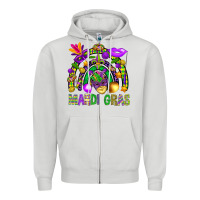 Dove Grey Mardi Gras Rainbow Zipper Hoodie - BundleAndBundleShop