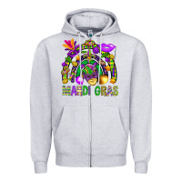 Heather Grey Mardi Gras Rainbow Zipper Hoodie - BundleAndBundleShop