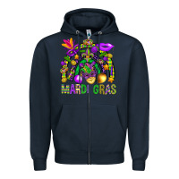 Navy Mardi Gras Rainbow Zipper Hoodie - BundleAndBundleShop