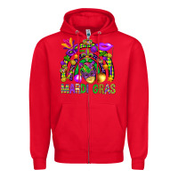 Red Mardi Gras Rainbow Zipper Hoodie - BundleAndBundleShop