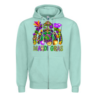 Seafoam Mardi Gras Rainbow Zipper Hoodie - BundleAndBundleShop