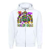 White Mardi Gras Rainbow Zipper Hoodie - BundleAndBundleShop