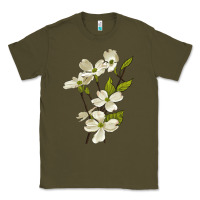 Army Green American Dogwood Flower Illustrations Classic Tee - LillyAllenDesigns