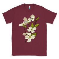 Burgundy American Dogwood Flower Illustrations Classic Tee - LillyAllenDesigns