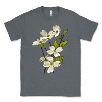 Charcoal Heather American Dogwood Flower Illustrations Classic Tee - LillyAllenDesigns