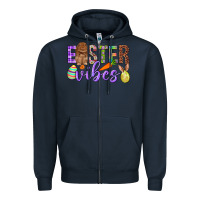 Navy Easter Vibes Zipper Hoodie - BundleAndBundleShop