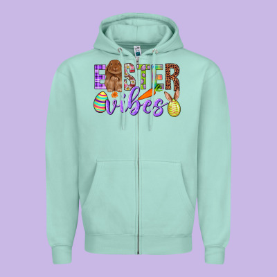 Easter Vibes Zipper Hoodie Designed By Bundleandbundleshop