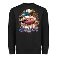 Black Baseball lips Heavyweight Sweatshirt - HowdyJamesFarm