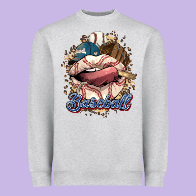 Baseball Lips Heavyweight Sweatshirt Designed By Howdyjamesfarm