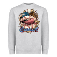 Heather Grey Baseball lips Heavyweight Sweatshirt - HowdyJamesFarm