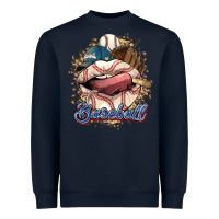 Navy Baseball lips Heavyweight Sweatshirt - HowdyJamesFarm