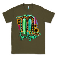 Army Green Scorpio Zodiac Sign Sunflower Leopard Serape Classic Tee - RanaPortraitStore