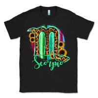 Black Scorpio Zodiac Sign Sunflower Leopard Serape Classic Tee - RanaPortraitStore