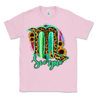 Bubblegum Pink Scorpio Zodiac Sign Sunflower Leopard Serape Classic Tee - RanaPortraitStore