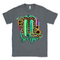 Charcoal Heather Scorpio Zodiac Sign Sunflower Leopard Serape Classic Tee - RanaPortraitStore