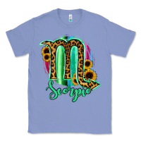 Colony Blue Scorpio Zodiac Sign Sunflower Leopard Serape Classic Tee - RanaPortraitStore