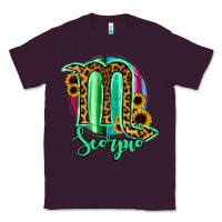 Plum Scorpio Zodiac Sign Sunflower Leopard Serape Classic Tee - RanaPortraitStore