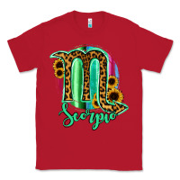 Red Scorpio Zodiac Sign Sunflower Leopard Serape Classic Tee - RanaPortraitStore