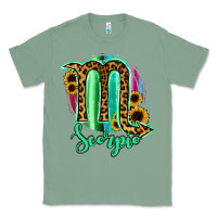 Sage Scorpio Zodiac Sign Sunflower Leopard Serape Classic Tee - RanaPortraitStore