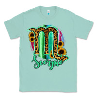 Seafoam Scorpio Zodiac Sign Sunflower Leopard Serape Classic Tee - RanaPortraitStore