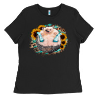 Black Sunflower Leopard Hedgehog Ladies Tee - Jasminsmagicworld