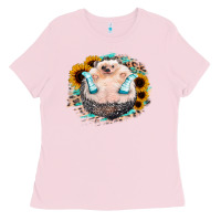 Bubblegum Pink Sunflower Leopard Hedgehog Ladies Tee - Jasminsmagicworld