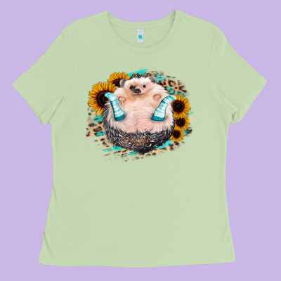 Sunflower Leopard Hedgehog Ladies Tee Designed By Jasminsmagicworld