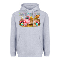 Heather Grey Happy Easter Animal Farm Truck Heavyweight Hoodie - CowhideDigitalArt