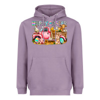 Lavender Happy Easter Animal Farm Truck Heavyweight Hoodie - CowhideDigitalArt