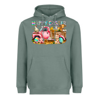 Sage Happy Easter Animal Farm Truck Heavyweight Hoodie - CowhideDigitalArt