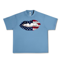 Pebble Blue Lips American Flag Urban Heavy Tee - Bettercallsaul