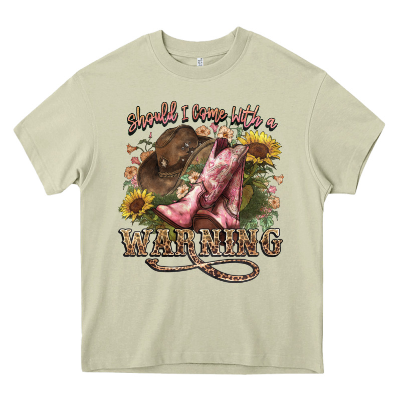 Shouldve Come With A Warning Boots  Cowboy Heavy Core Tee by NancyCooperArtShop | Teevron