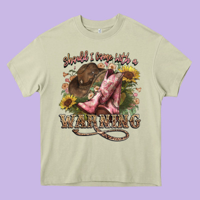 Shouldve Come With A Warning Boots  Cowboy Heavy Core Tee Designed By Nancycooperartshop